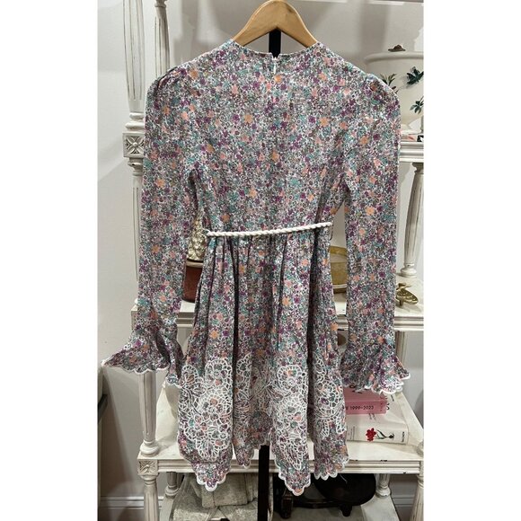 Zimmermann $798 Carnaby Floral-Print Broderie Linen Mini Dress Size 0 Petite - Picture 6 of 7